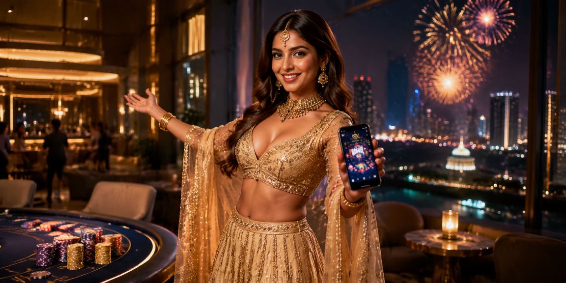 Player using mobile casino during night in India