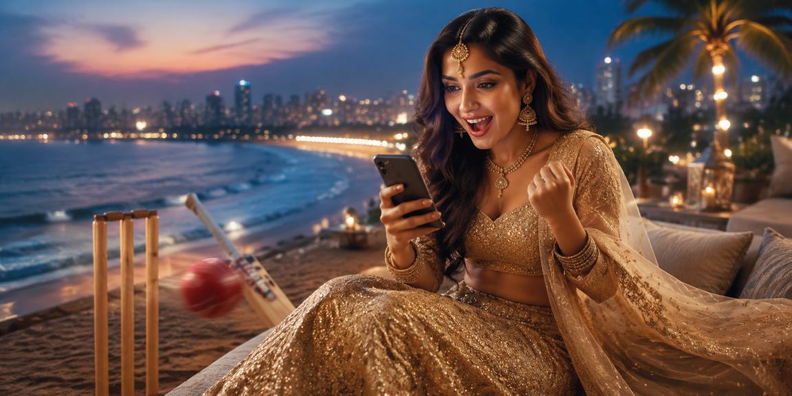 Mumbai Bandra cricket betting scene with traditional lehenga dress